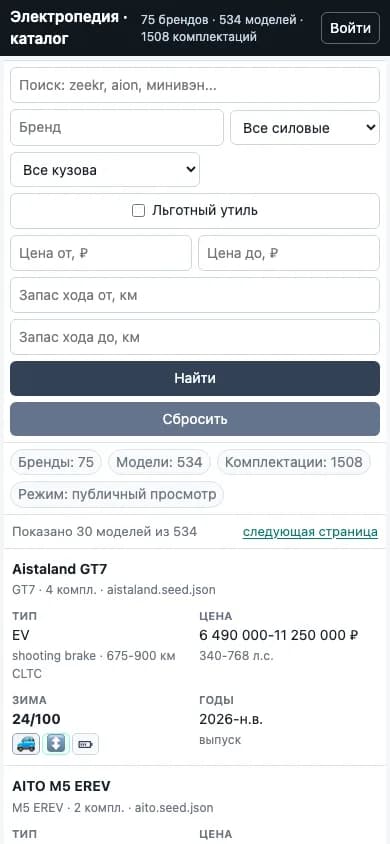 Электропедия: интерфейс к базе электромобилей: изображение 4